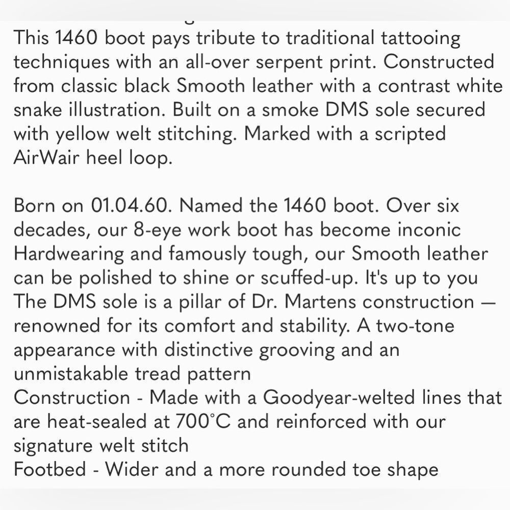 NEW Dr. Martens 1460 Wild Serpant Smooth Black Leather Boots Size 5 Women’s - Picture 9 of 9